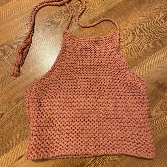 Urban Outfitters Tops - Urban Outfitters Pink Strapless Crop Top Knitted